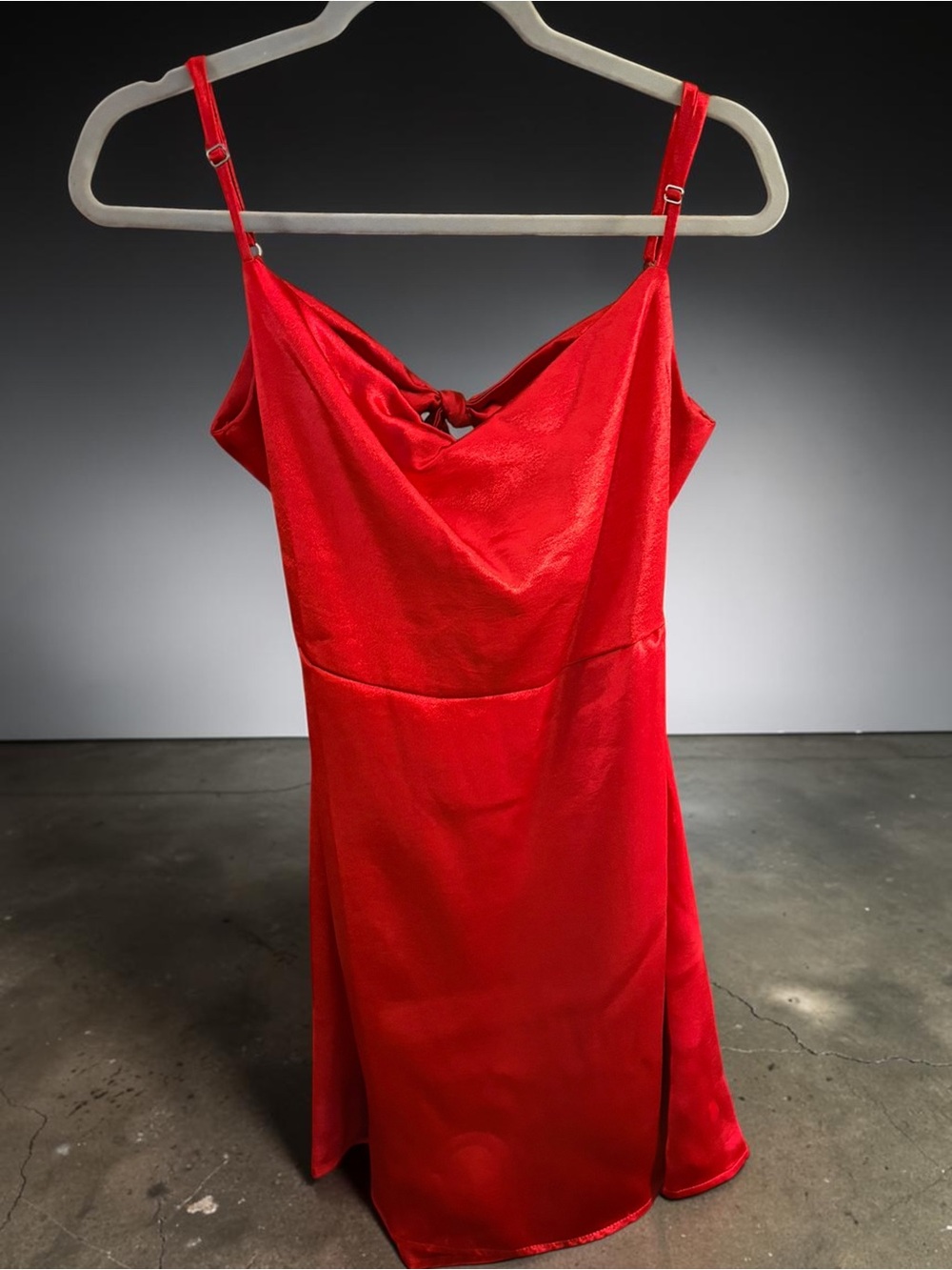 wild fable Red Satin Mini Dress with Twist Detail